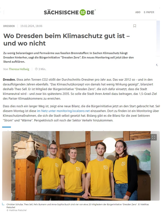 Das Dresdner LocalMonitoring-Team in einem Bericht der Sächsischen Zeitzung